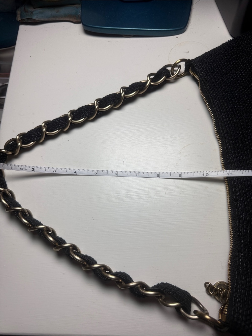 Eric Javits Black Woven Squishee Shoulder Bag w/Gold Chain & Hardware VGUC - Picture 8 of 10